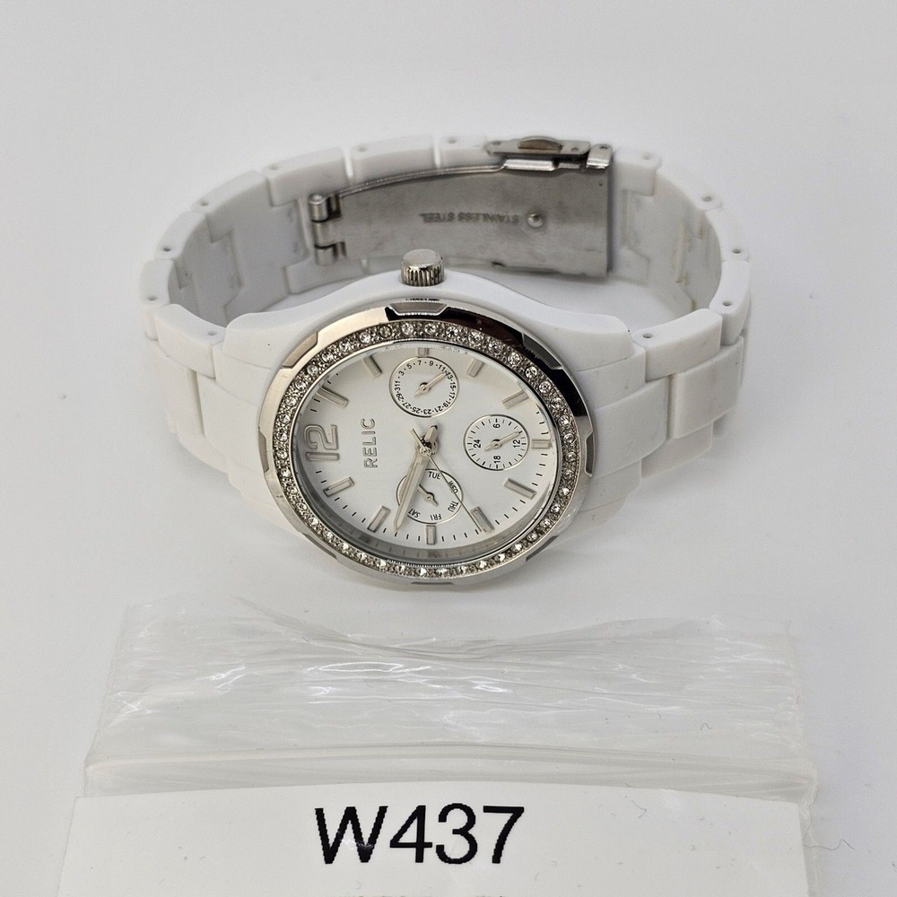 Relic Watch Women 38MM White Dial‎ Day Date White Band 6" Wrist New Battery - Picture 12 of 12